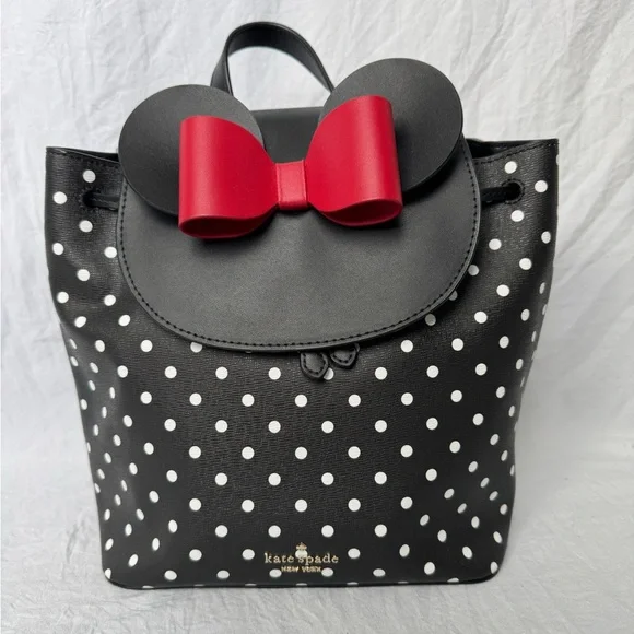 NWT Kate Spade X Mickey Mouse Backpack Kate Spade New York Minnie Mouse Drawstring Backpack, Black  main image 3